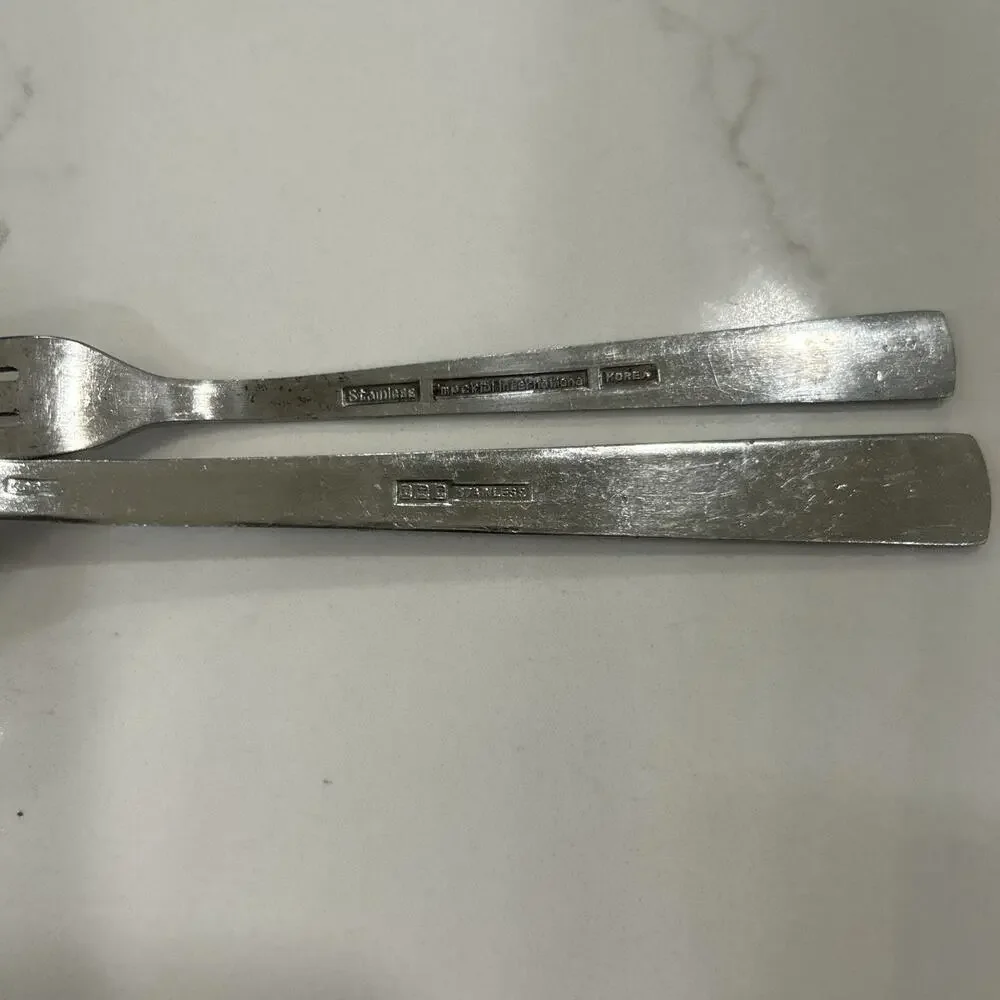 Imperial SERTA Pierced Serving Spoon & Small Fork Floral Stainless Flatware